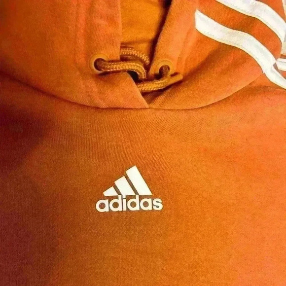 Adidas Hoodie Girls (12-14) Medium Orange White Sweatshirt  Jacket Crop Top - Picture 5 of 6